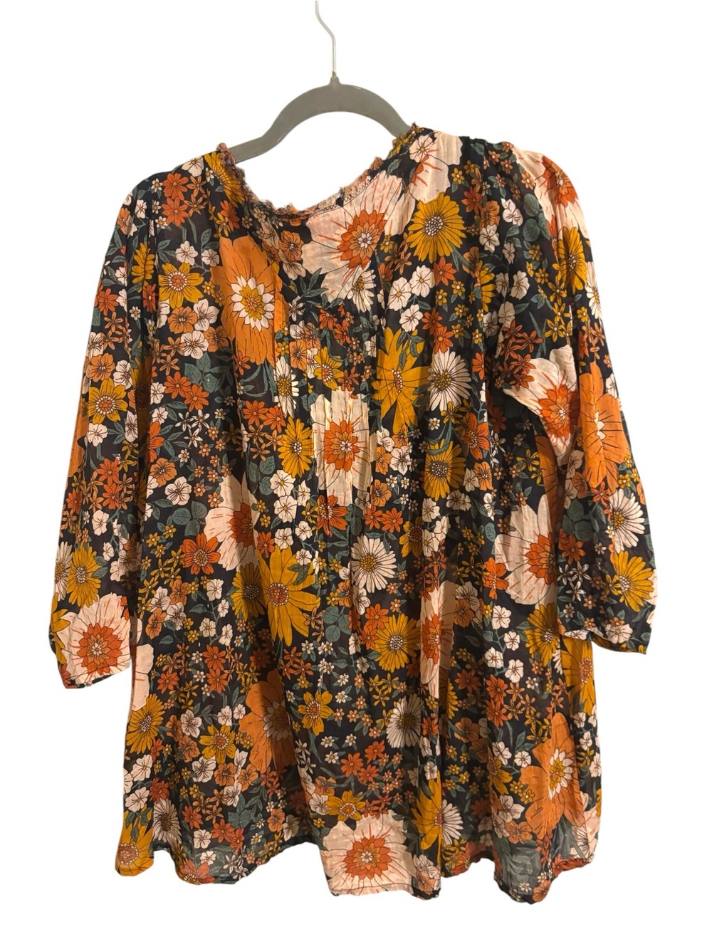 Natural Life Floral Deep V-Neck 3/4 Sleeve Top Large XL - Picture 6 of 6